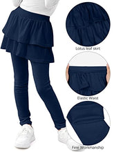 Load image into Gallery viewer, Cooraby 2 Pack Girls Footless Leggings with Ruffle Tutu Skirt Pants Stretchy Ruffle Skirt Leggings Pants for Kids Navy, Burgundy
