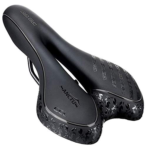 Comfortable Bike Seat Men Woman, Mountain Bicycle Saddle Padded Gel Comfort Road Exercise Bikes Cushion Waterproof Shock Absorbing Pain Relief Breathable - grey