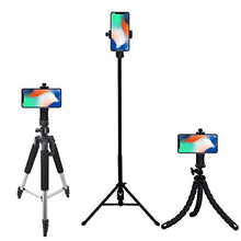 Load image into Gallery viewer, Acuvar Heavy Duty Rotating Smartphone Tripod Mount Holder. Fits iPhone 11 Pro Max, 11 Pro, 11, X Xs Max Xr 8, 8+, 7, 7 Plus, 6, SE 2, Samsung Note Galaxy S20 S10 Android and Many Phones
