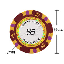 Load image into Gallery viewer, Clay Poker Chips 14 Gram Monte Carlo-Pack of 50 Chips ($1 White)
