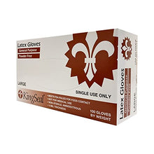 Load image into Gallery viewer, KingSeal Size MEDIUM Latex General Purpose Gloves, Powder Free, 4 mil, Non-Medical Uses Only - 1 Box of 100 Gloves By Weight
