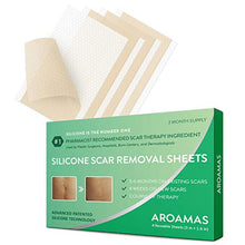 Load image into Gallery viewer, Aroamas, Silicone Scar Removal Sheets - for Keloid, C-Section, Hypertrophic, Surgical Scars and More Reusable and Washable 3&quot;×1.57&quot;, 4 Sheets (2 Month Supply)
