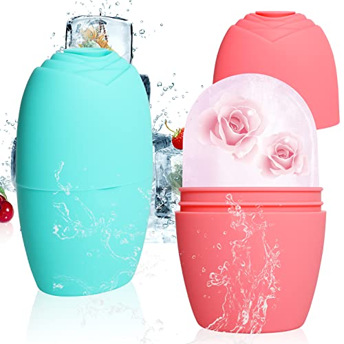 2 Pcs Ice Roller for Face and Eye, Ice Face Roller Skin Care Gua Sha Tool, Silicone Ice Mold for Face,Facial Ice Roller Skin Care Tool for Face & Eye Puffiness Relief & Remove Fine Lines,Gifts for Her
