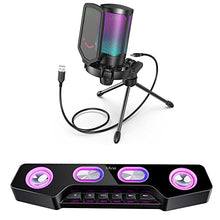 Load image into Gallery viewer, FIFINE Gaming Microphone and Computer Speaker, USB Mic with Quick Mute,Tripod Stand, Pop Filter, Shock Mount, Gain Control, RGB External Speaker for Streaming Twitch Podcasts Video (A6V+A16

