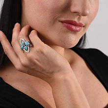 Load image into Gallery viewer, American West Sterling Silver Blue Turquoise Gemstone Cross Ring Size 7
