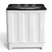 Load image into Gallery viewer, Compact Twin Tub Portable Mini Washing Machine 24lbs Capacity, Washer(16.5lbs)&amp;Spiner(7.5lbs)/Built-in Drain Pump/Semi-Automatic (White&amp;Black)
