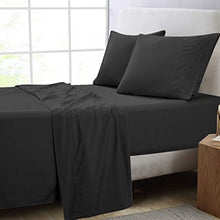 Load image into Gallery viewer, JSD Black Brushed Microfiber Sheets Set Extra Deep Pocket, 4 Piece Hotel Quality Sheets Queen Size, Wrinkle Free Ultra Soft Durable
