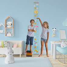 Load image into Gallery viewer, RubyRoo Baby Growth Chart - Growth Chart for Kids - Nursery or Toddler Room Wall Decor for Boy - Removable Roll Up Canvas Children Height Measure Chart with Wood Frame - 7.9" x 79" Adventure Theme
