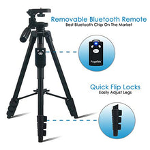 Load image into Gallery viewer, Fugetek 54" Tripod, Works with Phone &amp; Camera, Use for Facetime, Video Calls, Teaching, Lightweight Aluminum, Removable Bluetooth Remote, Mount Smartphone, DSLR, Compatible with Apple Android, Black
