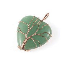 Load image into Gallery viewer, Top Plaza Natural Green Aventurine Healing Crystals Necklace Tree of Life Wire Wrapped Stone Heart Pendant Necklaces Reiki Quartz Jewelry for Womens Girls Ladies

