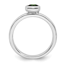 Load image into Gallery viewer, Solid 925 Sterling Silver Stackable Cushion Cut Created Emerald Green May Gemstone Ring Eternity Band Size 7
