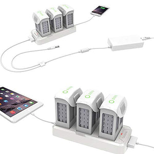 Smatree Battery Charging Hub Compatible for DJI Phantom 4/4 Pro/4 Pro V2.0/4 Adv(Charge 3 Batteries One by One, Converting Phantom 4 Battery into Power Bank)
