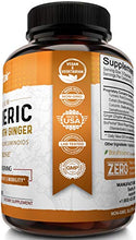 Load image into Gallery viewer, Turmeric Curcumin with Ginger &amp; BioPerine Black Pepper Supplement: Anti-Inflammatory, Antioxidant, Anti Aging, 100% Natural, Non-GMO, Vegan Best Maximum Potency, No Side Effects (180 Capsules)
