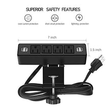 Load image into Gallery viewer, Desk Clamp Power Strip with 4 USB Charging Ports, Desktop Edge Mount Outlets, Removable Desk Mount Multi-Outlets,Power Socket Connect 4 AC Outlet for Home Office Reading
