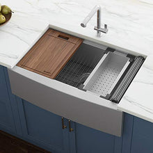 Load image into Gallery viewer, Ruvati 27-inch Apron-front Workstation Farmhouse Kitchen Sink 16 Gauge Stainless Steel Single Bowl - RVH9050
