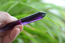 Load image into Gallery viewer, Keren (smart) Clear Purple Siberian Synthetic Crystal Lab Grown Quartz 12 Sided 3.54 Inch Facet Vogel Style Double Termination Wand Point Reiki Healing
