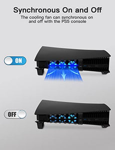 NexiGo PS5 Horizontal Stand with Cooling Fan, [Auto On/Off], [Minimalist Design], Compatible with Playstation 5 Disc & Digital Editions, Built-in LED Light, Extra USB Port, Black