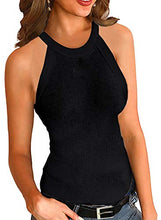 Load image into Gallery viewer, Zecilbo Women's Basic Crewneck Sleeveless Knit Tank Tops Ribbed Solid Color Racerback Workout Casual Shirts Black, Small
