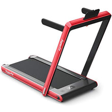 Load image into Gallery viewer, GYMAX 2 in 1 Under Desk Treadmill, 2.25HP Folding Walking Jogging Machine with Dual Display, Bluetooth Speaker &amp; Remote Controller, Electric Motorized Treadmill for Home/Gym (Red)
