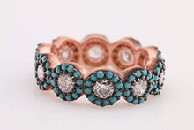 Load image into Gallery viewer, Special Design Turkish Handmade Jewelry Round Cut Turquoise Topaz Stone 925 Sterling Silver Band Ring All Size
