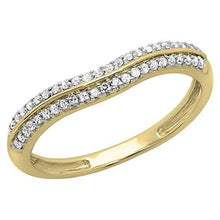 Load image into Gallery viewer, Dazzlingrock Collection 0.20 Carat (ctw) 14K Round White Diamond Ladies Double Row Curved Anniversary Wedding Band 1/5 CT, Yellow Gold, Size 7
