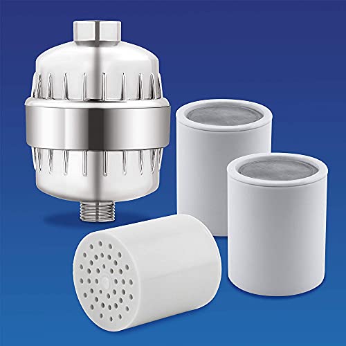 AquaBliss Revitalizing Shower Filter w/ 1 Replaceable Multi-Stage Filter Cartridge Inside - Plus 3 Extra SFC100 Filter Cartridges (Exclusive Bundle)