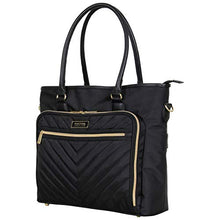 Load image into Gallery viewer, Kenneth Cole Reaction Chelsea Quilted Chevron 15" Laptop &amp; Tablet Business Tote With Removeable Shoulder Strap, Black
