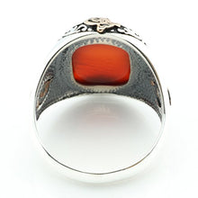 Load image into Gallery viewer, KAR 925K Stamped Sterling Silver Agate (Aqeeq) Men&#39;s Ring K41B (9.75)
