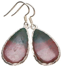 Load image into Gallery viewer, Natural Blood Stone Handmade Unique 925 Sterling Silver Earrings 1 1/2" T4163
