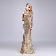 Load image into Gallery viewer, honey qiao Gold Modest Bridesmaid Dresses Long High Back Prom Party Gowns
