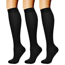 Load image into Gallery viewer, CHARMKING Compression Socks for Women &amp; Men Circulation (3 Pairs) 15-20 mmHg is Best Athletic for Running, Flight Travel, Crossfit, Cycling, Pregnant - Boost Performance, Durability (S/M, Black)
