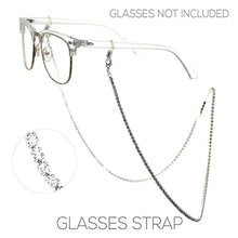 Load image into Gallery viewer, Rosemarie Collections Women's Crystal Rhinestone Strap Eyeglass Holder (Silver Tone)
