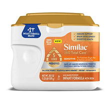 Load image into Gallery viewer, Similac 360 Total Care Sensitive Infant Formula, with 5 HMO Prebiotics, for Fussiness &amp; Gas Due to Lactose Sensitivity, Non-GMO, Baby Formula Powder, Unflavored, 20.1 Oz
