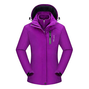 Keepmove Women's Fashion Waterproof Hoodie Hat Detachable Breathable Sport Outdoor Coat(Purple, Large)