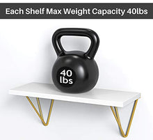 Load image into Gallery viewer, Triangle Modern Gold Bracket Floating Shelves Set of 3 Wall Mounted for Home Decor Living Room, Bathroom, Bedroom, Kitchen and Coffee Bar Storage by STORAGEGEAR
