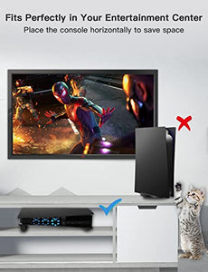 NexiGo PS5 Horizontal Stand with Cooling Fan, [Auto On/Off], [Minimalist Design], Compatible with Playstation 5 Disc & Digital Editions, Built-in LED Light, Extra USB Port, Black