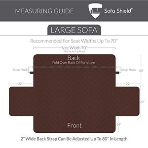 Sofa Shield Original Patent Pending Reversible Large Sofa Protector for Seat Width up to 70 Inch, Furniture Slipcover, 2 Inch Strap, Couch Slip Cover Throw for Pets, Dogs, Cats, Sofa, Chocolate Beige