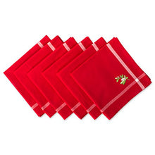 Load image into Gallery viewer, DII Embroidered Corner Christmas &amp; Holiday Tabletop Collection, Napkin Set, Mistletoe 6 Piece
