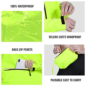 BALEAF Women's Cycling Jacket Waterproof Rain Bike Jackets Wind Breakers Removable Sleeves Running Lightweight Fluorescent Yellow Size L