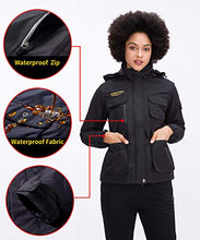 Load image into Gallery viewer, Women&#39;s Mountain Waterproof Ski Jacket Windproof Rain Snowboarding Jackets Winter Fleece Warm Snow Hooded Coat (Black, XL)
