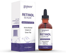 Load image into Gallery viewer, goPure Retinol Face Serum - Anti Aging &amp; Anti Inflammatory Complex with Vitamin E &amp; Vitamin C - Antioxidant Anti Wrinkle Facial Serum for Men &amp; Women - Cruelty Free
