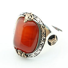 Load image into Gallery viewer, KAR 925K Stamped Sterling Silver Agate (Aqeeq) Men&#39;s Ring K41B (9.75)
