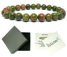 Load image into Gallery viewer, ISSUWA Natural Stone 8mm Gemstone Round Beads Women Men Beaded Stretch Bracelet with Box and Meaning Card (Unakite)
