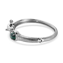 Load image into Gallery viewer, Shop LC Green Malachite Elephant Snaffle Link Bangle Bracelet For Women Animal Jewelry Gifts Stainless Steel Size 7.25" Birthday Gifts
