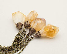 Load image into Gallery viewer, Raw Citrine Crystal Antique Bronze Long Chain Pendant Necklace 24 Inches
