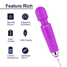 Load image into Gallery viewer, Powerful Vibrate Wand Massager with 20 Magic Vibration Modes Whisper Quiet Waterproof Personal Handheld Cordless for Neck Shoulder Back Body Massage Sports Recovery &amp; Muscle Aches
