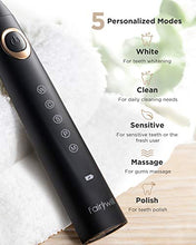 Load image into Gallery viewer, Fairywill Sonic Electric Toothbrush for Adults and Kids, ADA Accepted Whitening Clean, 8 Dupont Brush Heads &amp; Travel Case, Soft Bristles, 5 Modes USB Rechargeable, 2 Mins Smart Timer 40,000 VPM Black
