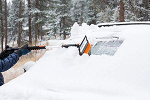 Snow MOOver 39" Extendable Snow Brush with Squeegee and Ice Scraper - Foam Grip - Auto Windshield Snowbrush - no Scratch Removal Tool - Car Truck SUV Winter Remover