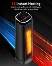 Load image into Gallery viewer, Aikoper Space Heater, 1500W Ceramic Tower Heater, Portable Electric Oscillating Heater with Adjustable Thermostat, ECO Mode, Remote Control, 8-Hrs Timer, Overheat &amp; Tip-over Protection for Indoor Use

