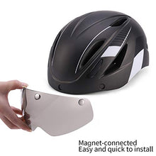 Load image into Gallery viewer, FAROOT Unisex Adult Bike Helmets, Adjustable Savant Road Bicycle Helmet High Density PC Protective Crash Helmet with Windshield Glasses and Tail Light for Men Women Cycling Mountain Biking (Black)

